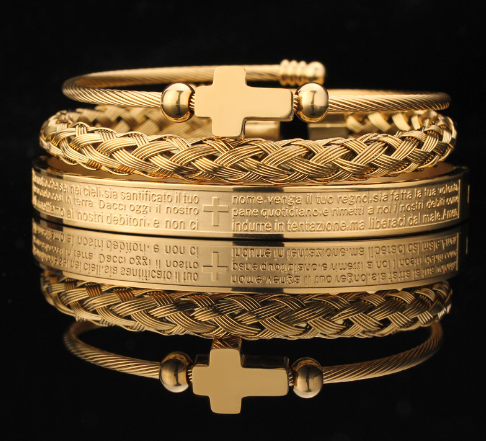 Cross Spanish Carving Bracelet Set