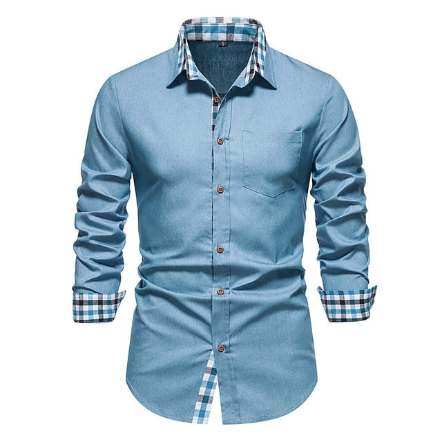 Plaid Patchwork Formal Shirts for Men